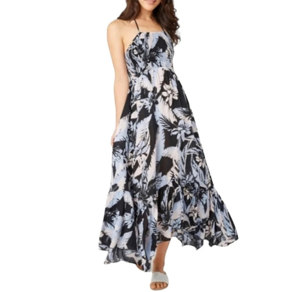Free People Heat Wave Botanical Print Trapeze Swing Style Maxi Dress Size XS - Picture 1 of 9